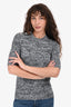 Ganni Grey Crystal Embellished Knit Top Size S