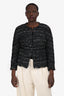 Pre-Loved Chanel™ 2019 Black/White Tweed Single Breasted Collarless Raw Hem Jacket Size 42