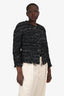 Pre-Loved Chanel™ 2019 Black/White Tweed Single Breasted Collarless Raw Hem Jacket Size 42