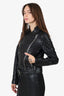 All Saints Black Leather Quilted Biker Jacket Size 2