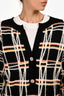 Pre-Loved Chanel™ 2022 Black/White Check Cotton/Alpaca Half Buttoned Sweater Dress Size 38