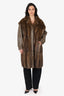 Vintage Brown Raccoon Fur/Leather Coat With Detachable Sleeve Estimated Size L