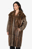 Vintage Brown Raccoon Fur/Leather Coat With Detachable Sleeve Estimated Size L