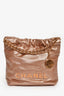 Pre-Loved Chanel™ 2021+ Rose Metallic Quilted Calfskin Mini Chanel 22 Hobo Bag