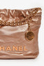 Pre-Loved Chanel™ 2021+ Rose Metallic Quilted Calfskin Mini Chanel 22 Hobo Bag
