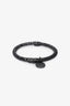 Bottega Veneta Dark Grey Metallic Leather Intrecciato Bracelet