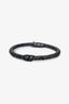 Bottega Veneta Dark Grey Metallic Leather Intrecciato Bracelet
