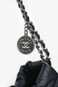 Pre-Loved Chanel™ Navy Leather 22 Small Tote Silver-Hardware