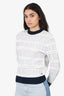 Pre-Loved Chanel™ White/Navy Knit Sweater Size 34