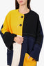 Marni Black/Yellow/Navy Blue Colour Block Virgin Wool Coat Size 42