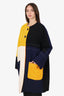 Marni Black/Yellow/Navy Blue Colour Block Virgin Wool Coat Size 42