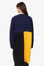 Marni Black/Yellow/Navy Blue Colour Block Virgin Wool Coat Size 42