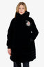 Moncler x Simone Rocha Black Down Velvet 'Margareth' Coat With Floral Applique Size 1