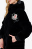 Moncler x Simone Rocha Black Down Velvet 'Margareth' Coat With Floral Applique Size 1