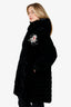 Moncler x Simone Rocha Black Down Velvet 'Margareth' Coat With Floral Applique Size 1
