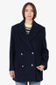 Alexander McQueen Navy Blue Wool/Cashmere Double Breasted Blazer Coat Size 46