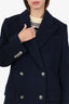 Alexander McQueen Navy Blue Wool/Cashmere Double Breasted Blazer Coat Size 46