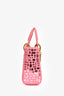 Christian Dior 2018 Pink Leather 'Lady Dior Mosaic of Mirrors' Mini Top Handle with Strap