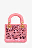 Christian Dior 2018 Pink Leather 'Lady Dior Mosaic of Mirrors' Mini Top Handle with Strap