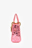 Christian Dior 2018 Pink Leather 'Lady Dior Mosaic of Mirrors' Mini Top Handle with Strap