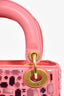 Christian Dior 2018 Pink Leather 'Lady Dior Mosaic of Mirrors' Mini Top Handle with Strap
