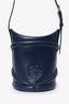 Alexander McQueen Navy Leather 'The Curve' Bucket Bag