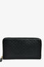 Gucci Black Leather Microguccissima Zip Around Wallet