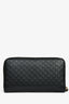 Gucci Black Leather Microguccissima Zip Around Wallet