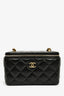 Pre-Loved Chanel™ Pre-Fall 2022 Black Lambskin Small Vanity Case with Chain