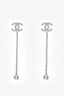 Pre-Loved Chanel™ 2018 Silver Tone Metal CC Crystal Ear Pendants