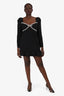 Self Portrait Black Diamante Bow Mini Dress Size 8
