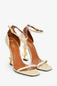 Saint Laurent Cream Leather 'Opyum' Heeled Sandals Size 39