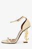 Saint Laurent Cream Leather 'Opyum' Heeled Sandals Size 39