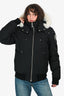 Moose Knuckle Black Fur Hooded Down Parka Jacket Size M