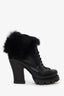 Prada Black Leather/Fur Chunky Heeled Boots Size 38