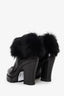 Prada Black Leather/Fur Chunky Heeled Boots Size 38