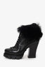 Prada Black Leather/Fur Chunky Heeled Boots Size 38
