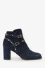 Valentino Navy Suede Rockstud Ankle Boots Size 38