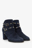 Valentino Navy Suede Rockstud Ankle Boots Size 38