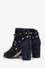 Valentino Navy Suede Rockstud Ankle Boots Size 38