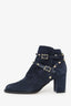 Valentino Navy Suede Rockstud Ankle Boots Size 38