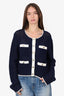 Self Portrait Navy/White Cardigan Size L