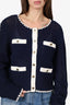 Self Portrait Navy/White Cardigan Size L