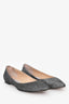 Jimmy Choo Grey Sparkled Pointed Toe Flats Size 38
