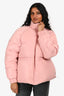 Ganni Pink High Neck Down Puffer Zip-Up Jacket Size 36