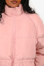 Ganni Pink High Neck Down Puffer Zip-Up Jacket Size 36