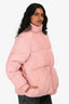 Ganni Pink High Neck Down Puffer Zip-Up Jacket Size 36