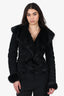Ralph Lauren Purple Label Black Beaded Shearling Jacket Size 2