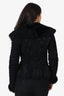 Ralph Lauren Purple Label Black Beaded Shearling Jacket Size 2