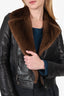 Saint Laurent 2018 Brown/Black Lambskin Leather/Mink Biker Jacket Size 34